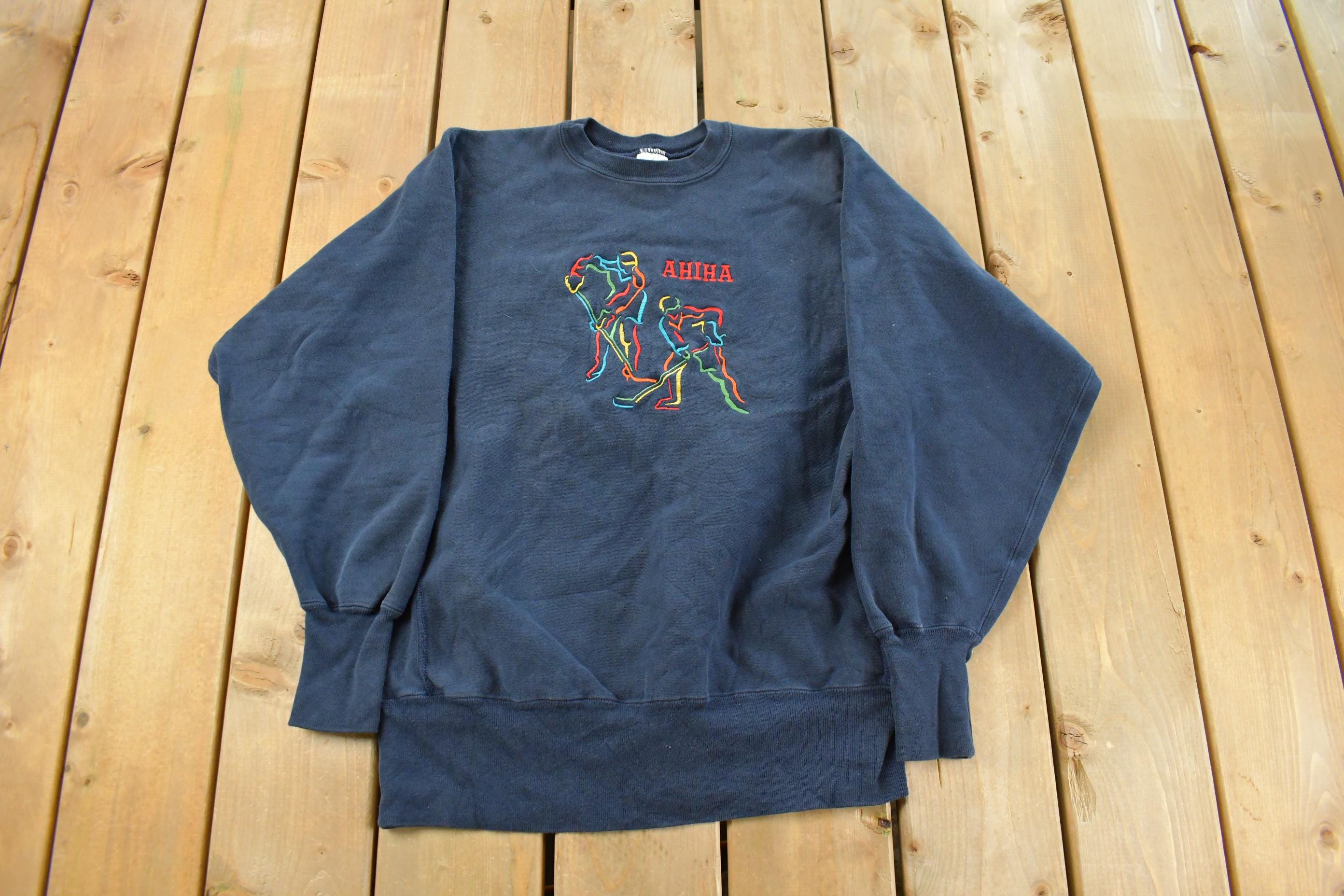 Vintage 1990s American Hearing Impaired Hockey Association AHIHA Champion Reverse Weave Sweatshirt Men's Large