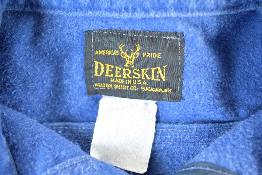 Vintage 1990s Deerskin Navy Button Up Shirt Mens M