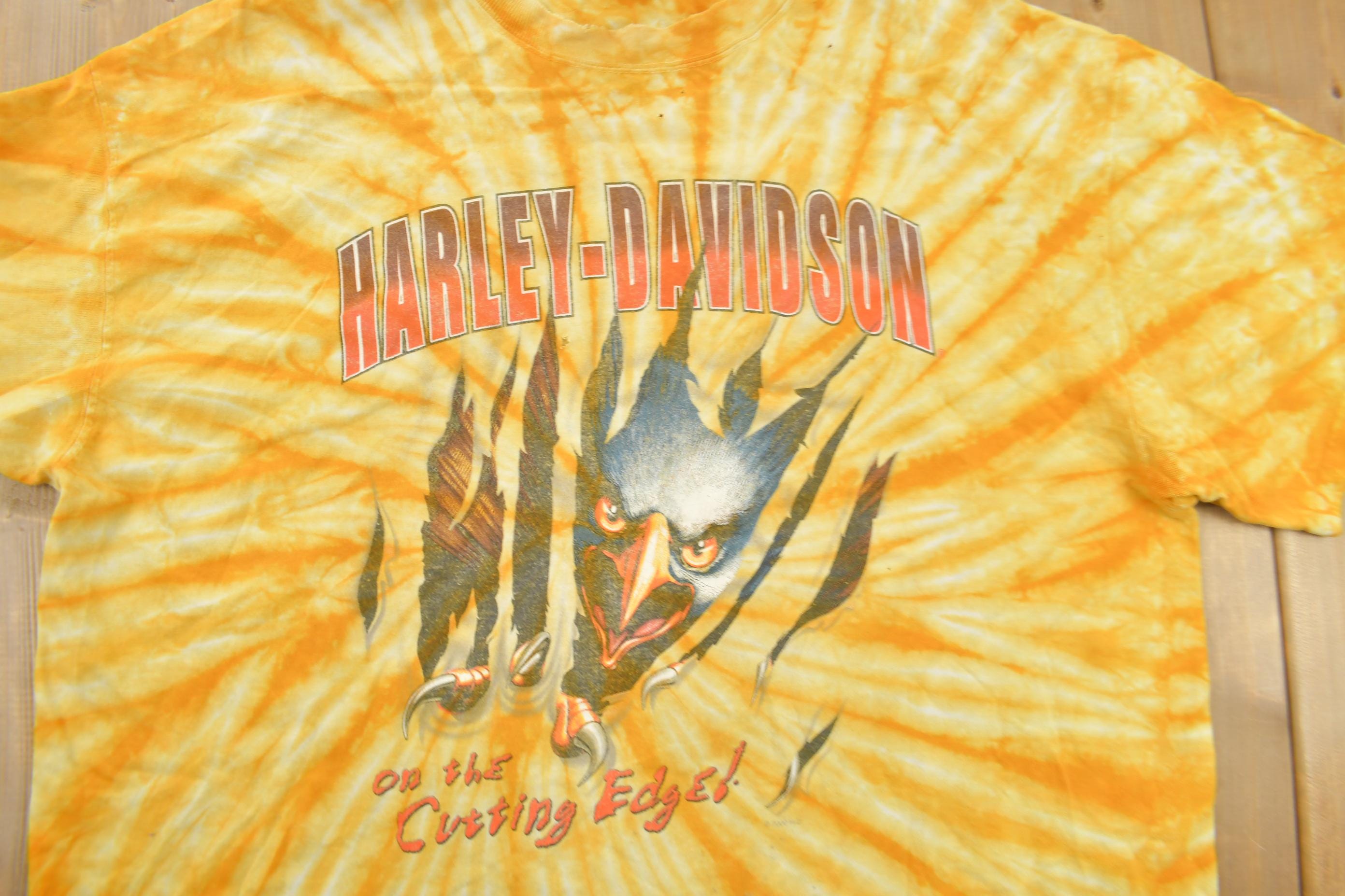 Vintage 2000 Boswell's Harley Davidson Nashville Tennessee Tie Dye Eagle Graphic T-Shirt