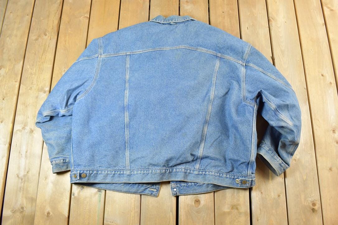 Vintage 1990s Carhartt Distressed Blanket Lined Denim Work Jacket Men's XL