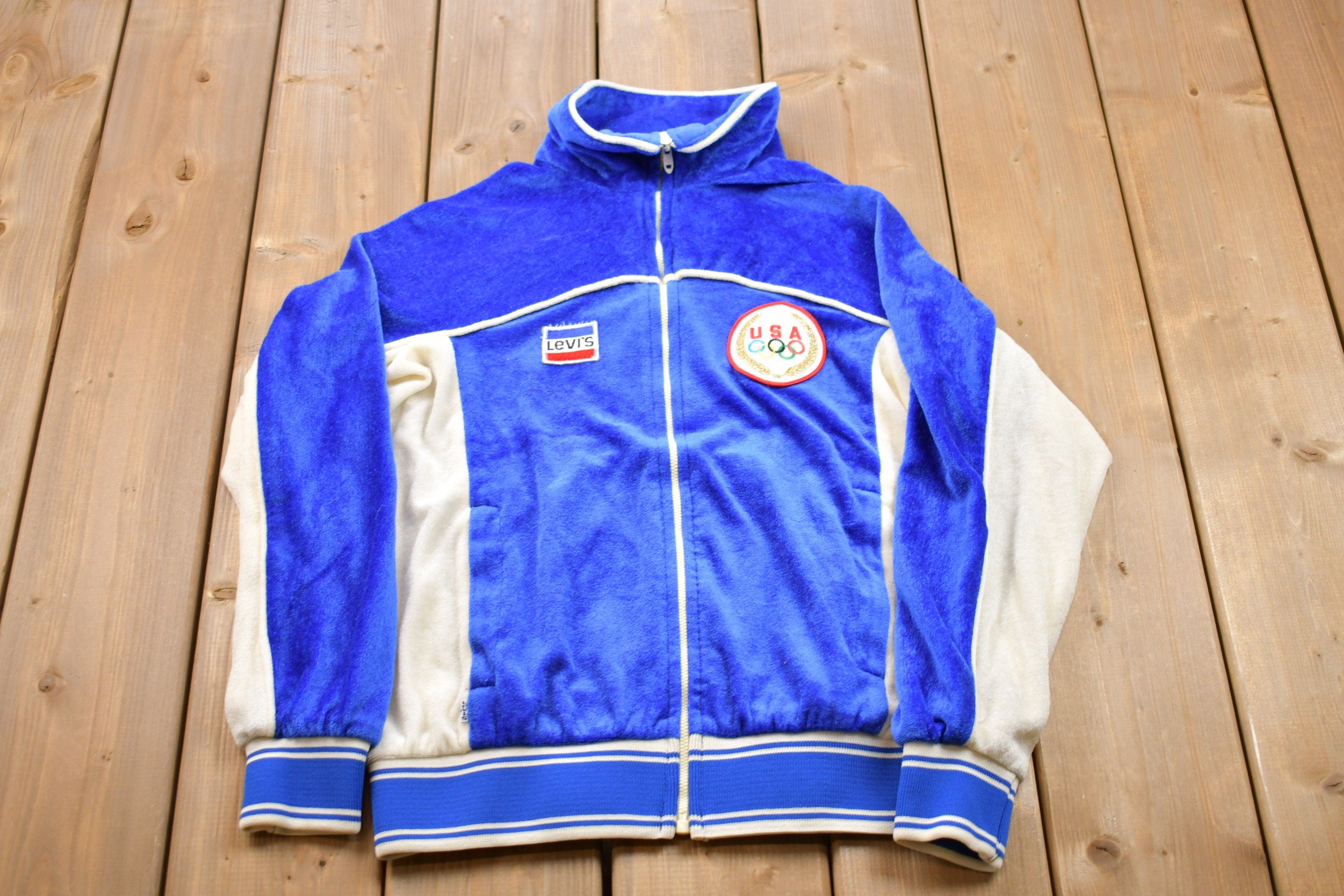 Vintage 1980s Levi's USA Olympics Full Zip Fleece Sweater