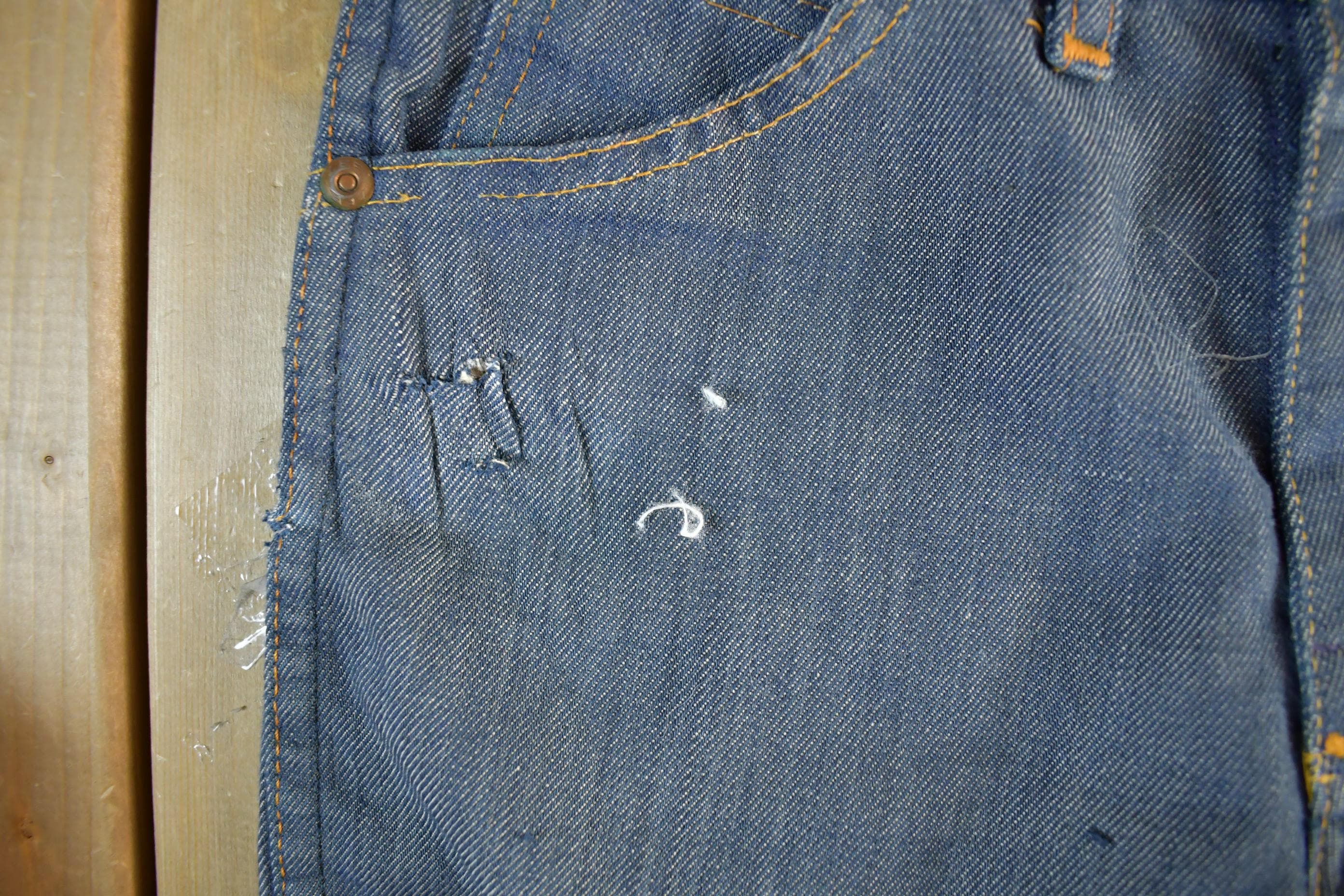 Vintage 1960s 1970s Lee Distressed Denim Jeans Youth 24 x 23.5
