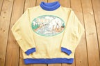 Vintage 1980s Xaline Polar Bear Fish Theme Turtleneck