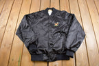 Vintage 1980s Deer Embroidered Satin Bomber Jacket