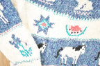 Vintage 1990s Woolrich Chunky Knit AOP Farm Theme Crewneck Sweater Women's S
