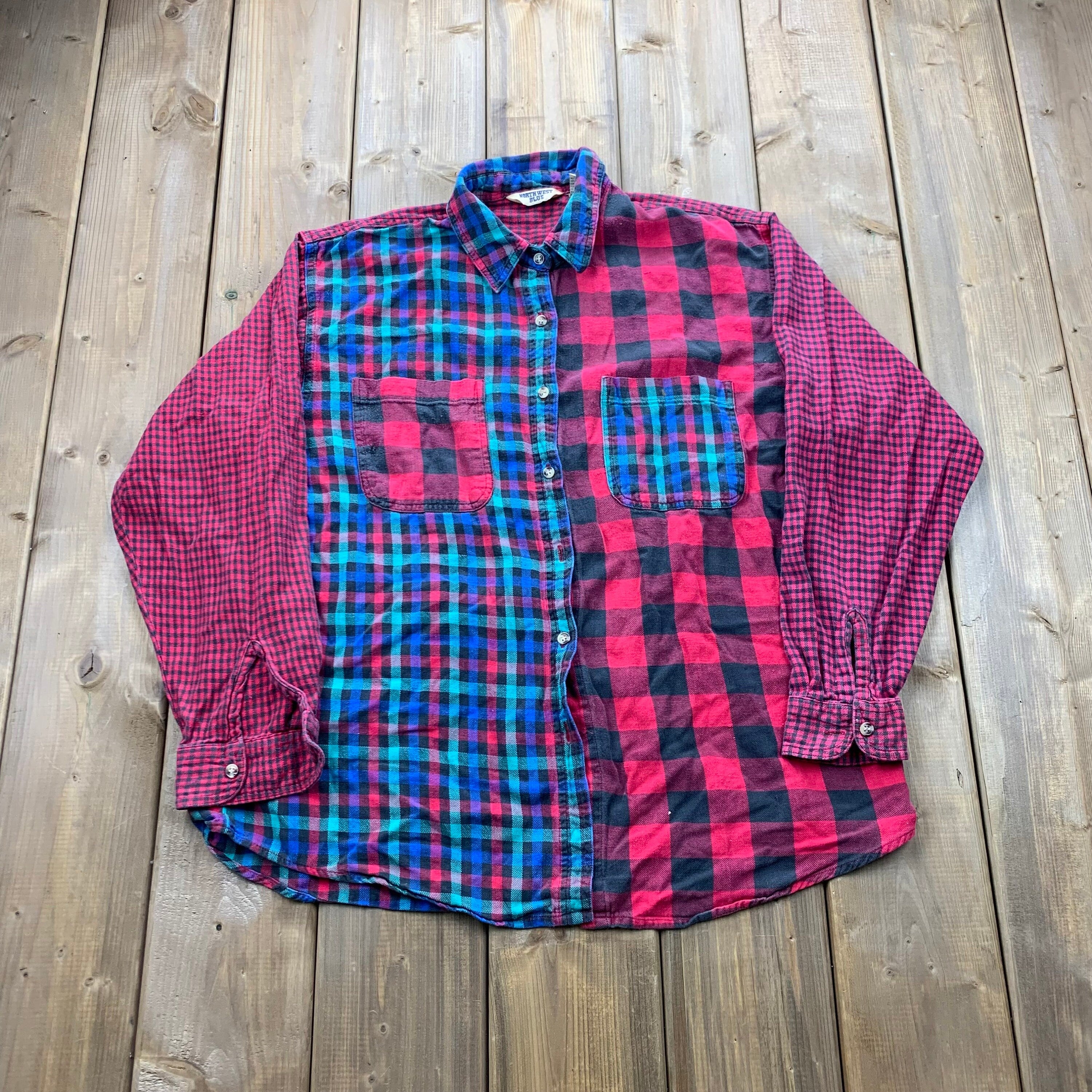 Vintage 90's Abstract Color Block Button Up Shirt