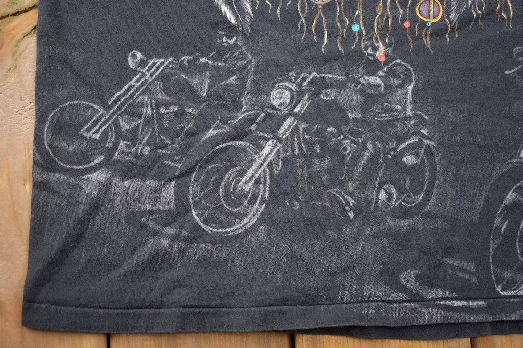 Vintage 1995 3D Emblem Sturgis Black Hills Rally Motorcycles All Over Print T-Shirt