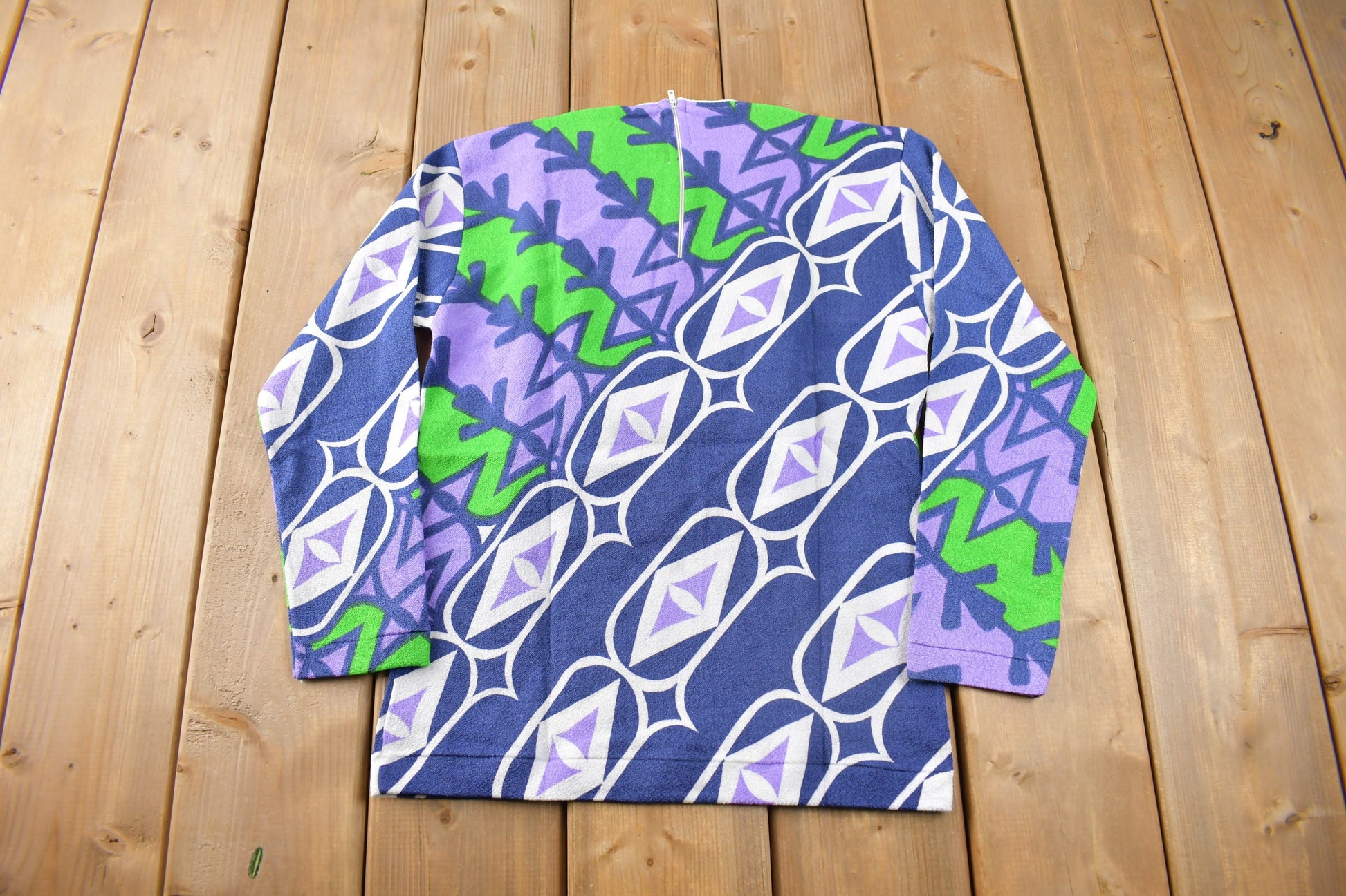 True Vintage 1960s Deadstock Helen Sue All Over Print Psychedelic Knit Nylon Sweater