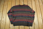 Vintage 1990s Graphix Abstract Striped Knit Cardigan Sweater Men's Large