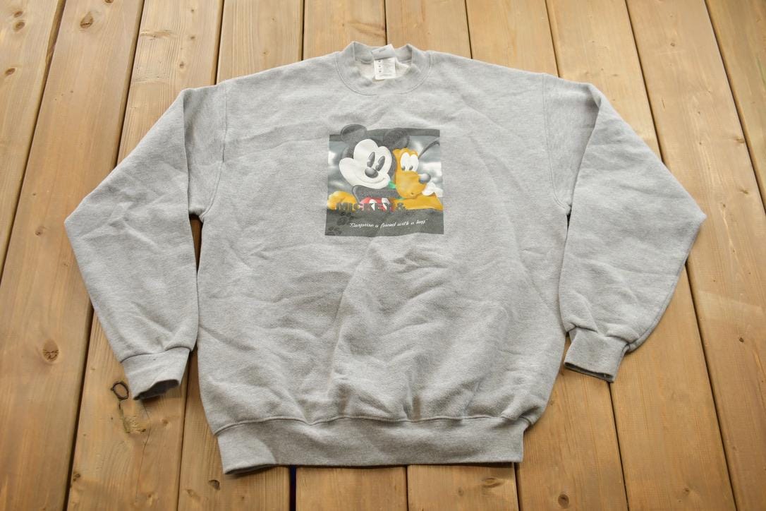 Vintage 1990s Mickey And Pluto Graphic Crewneck Sweatshirt