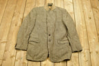 Vintage 1980s Harris Tweed Houndstooth Wool Two Button Blazer Jacket