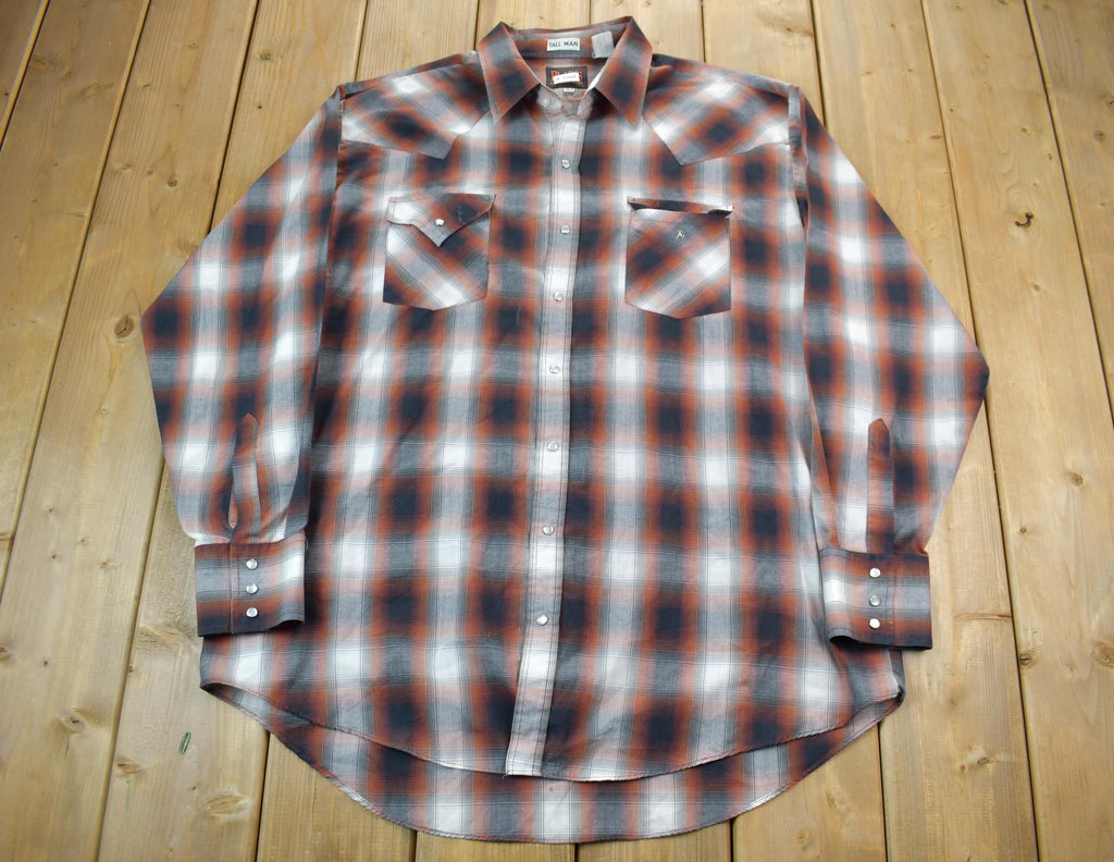 Vintage 1990s Tall Man Plaid Button Up Flannel Shirt