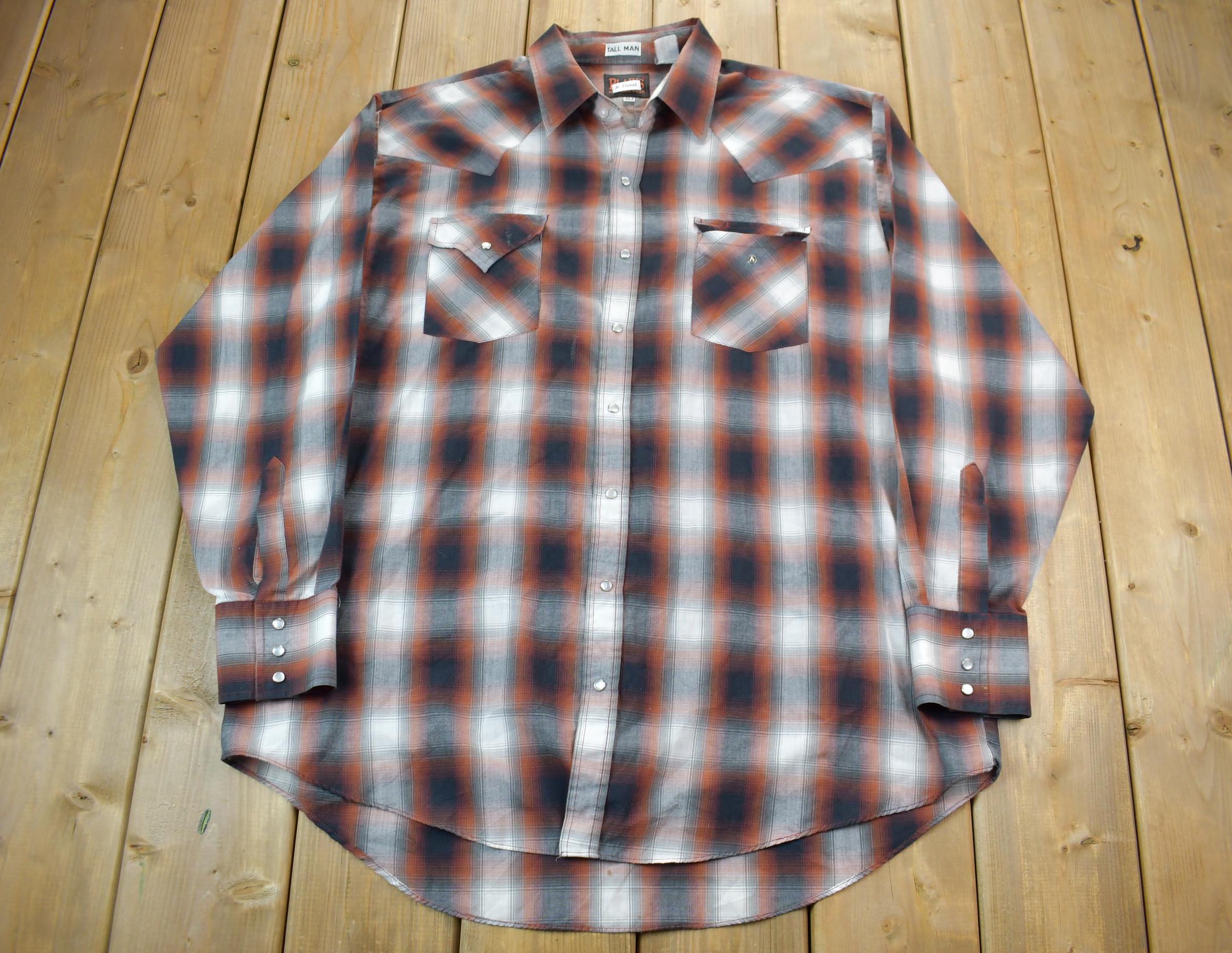Vintage 1990s Tall Man Plaid Button Up Flannel Shirt