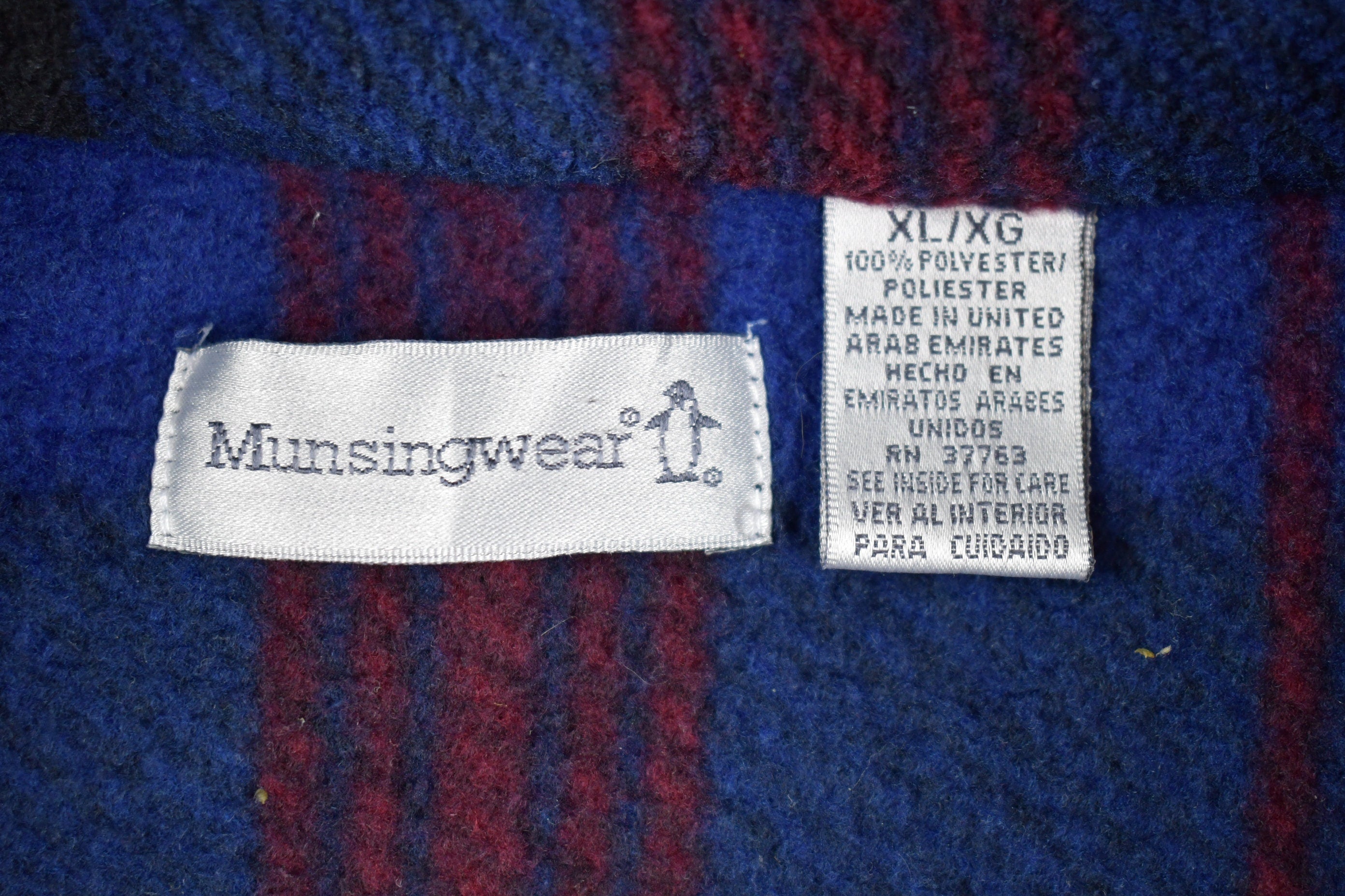 Vintage 1990s Munsingwear Plaid Fleece Quarter Zip Sweater