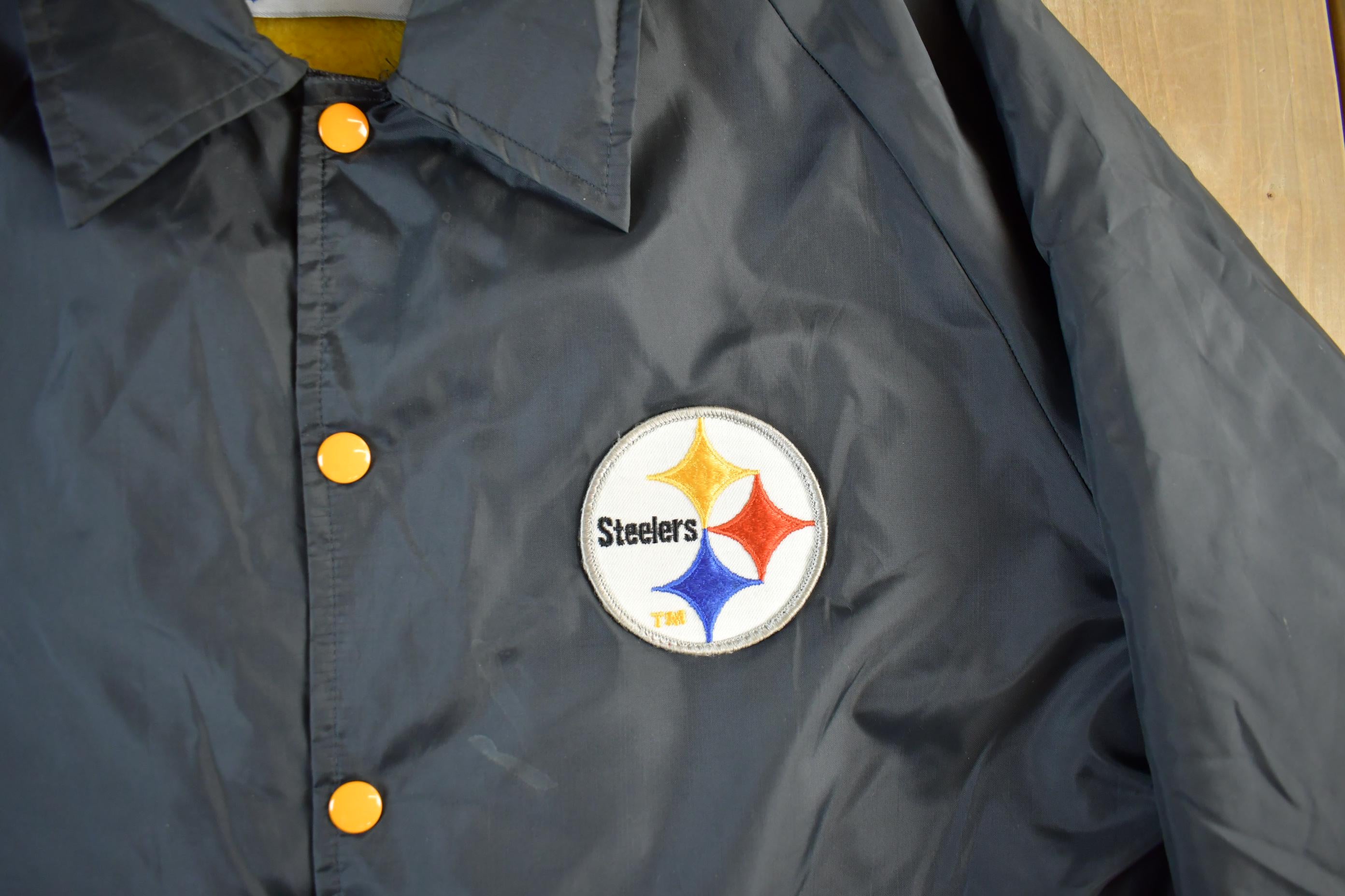 Vintage 1990s Pittsburgh Steelers Fleece Lined NFL Coaches Jacket