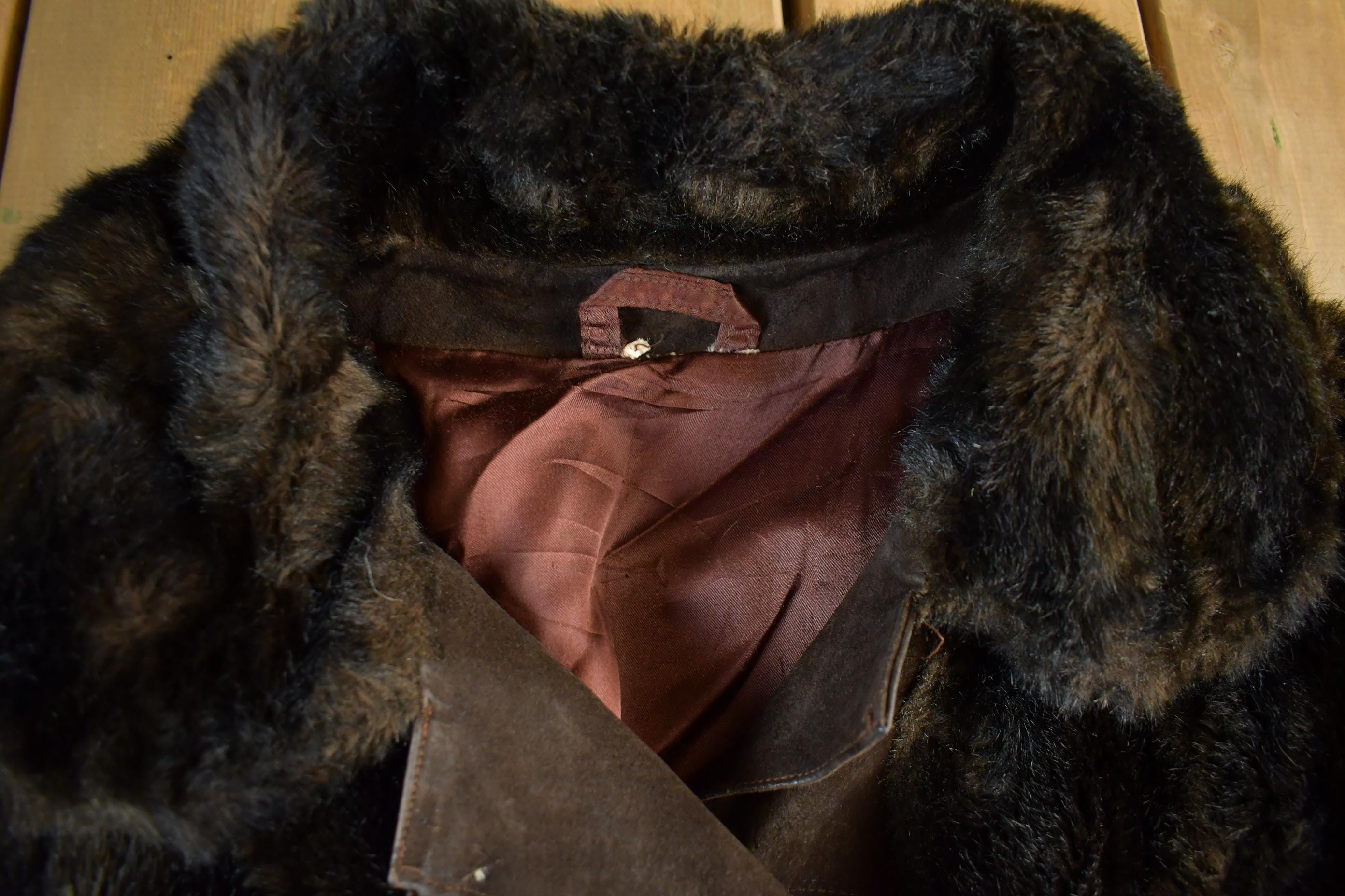Vintage 1970s Rosewin Faux Fur Leather Coat Women's M-L