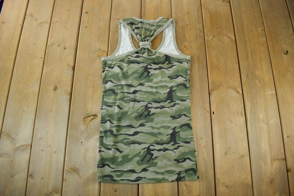Vintage 1990s Vigoss Studio Women's Crown Graphic Camo Tank Top