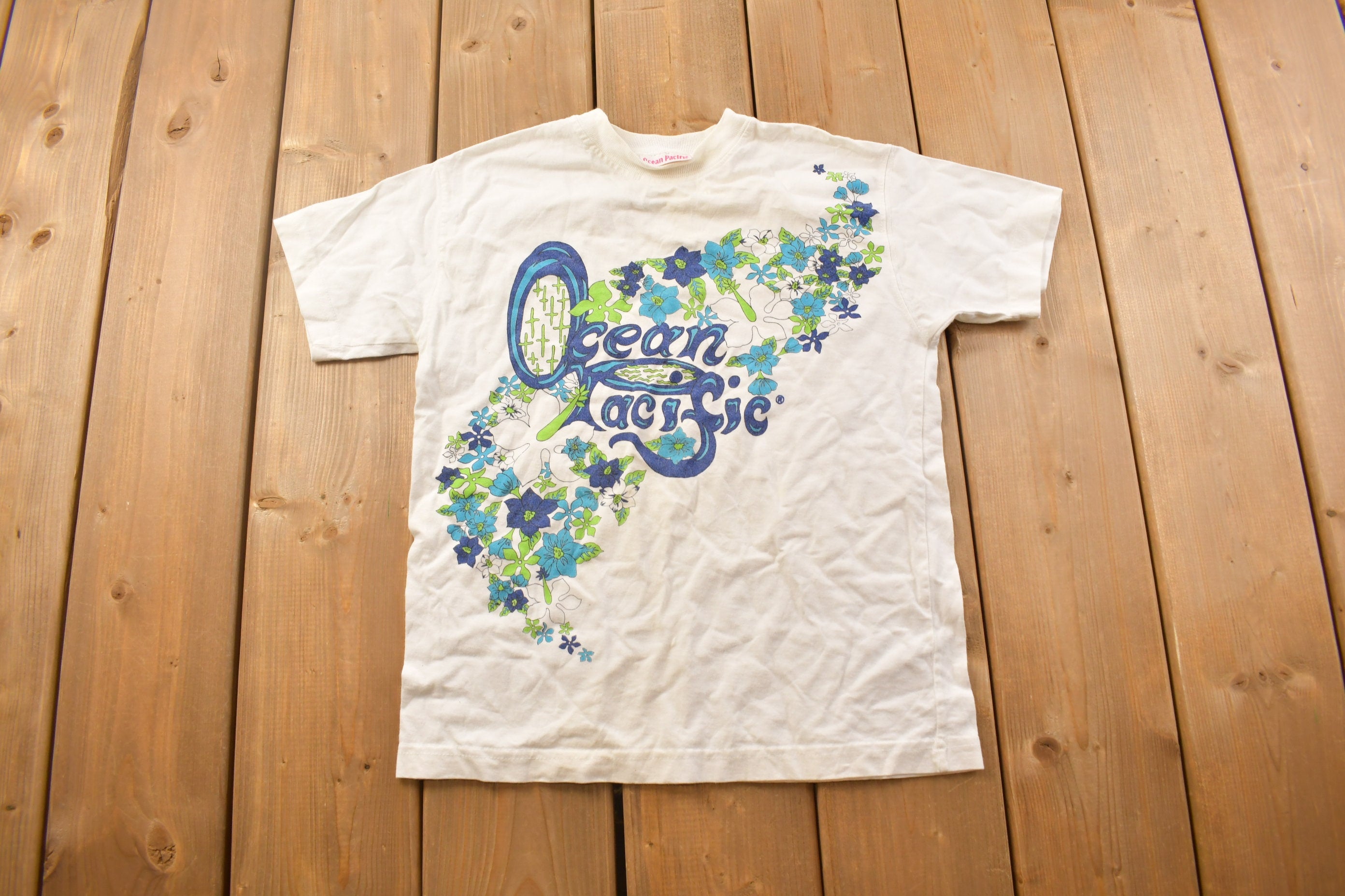 Vintage 1990s Ocean Pacific Flowers Graphic T Shirt