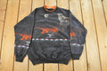 Vintage 1990s Wolf Nature All Over Print Double Collar Crewneck Sweatshirt Men's Small