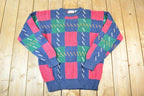 Vintage 1990s St John's Bay Cable Knit Abstract Pattern Crewneck Sweater Mens L