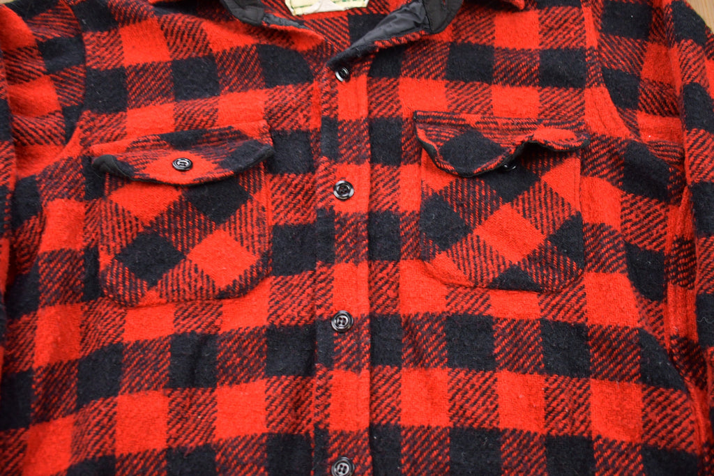 Vintage 1950s Melton Plaid Button Up Shirt