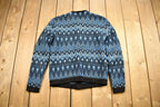 Vintage 1980s Norvyk Pure Wool Cardigan Sweater Diamond Pattern