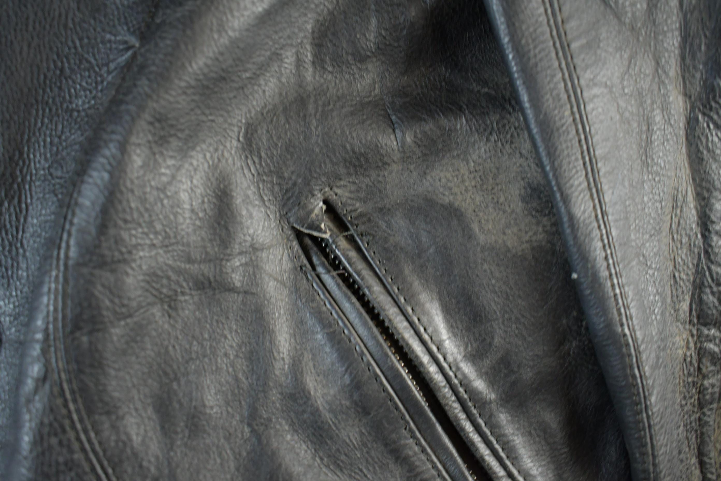 Vintage 1990s Genuine Leather Biker Jacket Adult Large