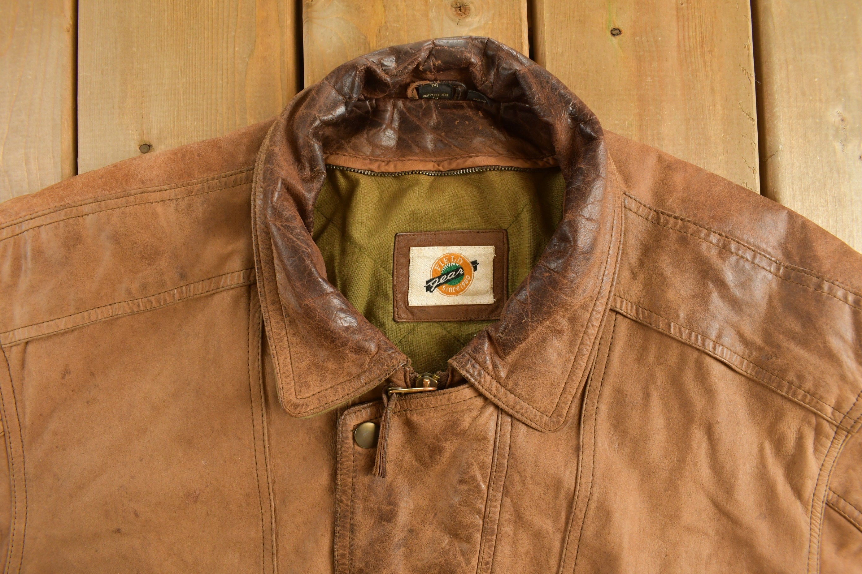 Vintage 1980s Field Gear Brown Leather Jacket