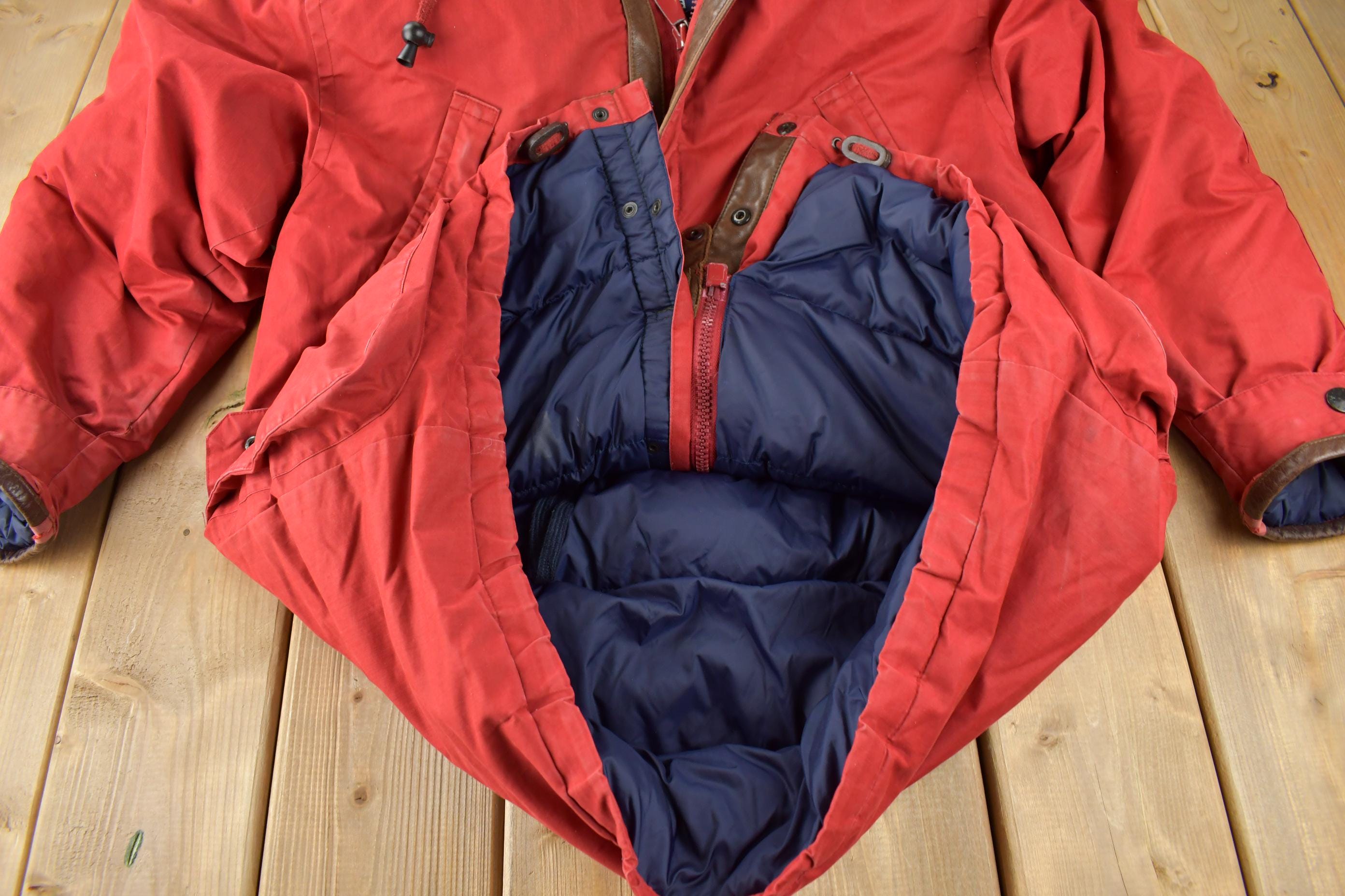 Vintage 1990s Nautica Puffer Jacket With Leather Trim Size M