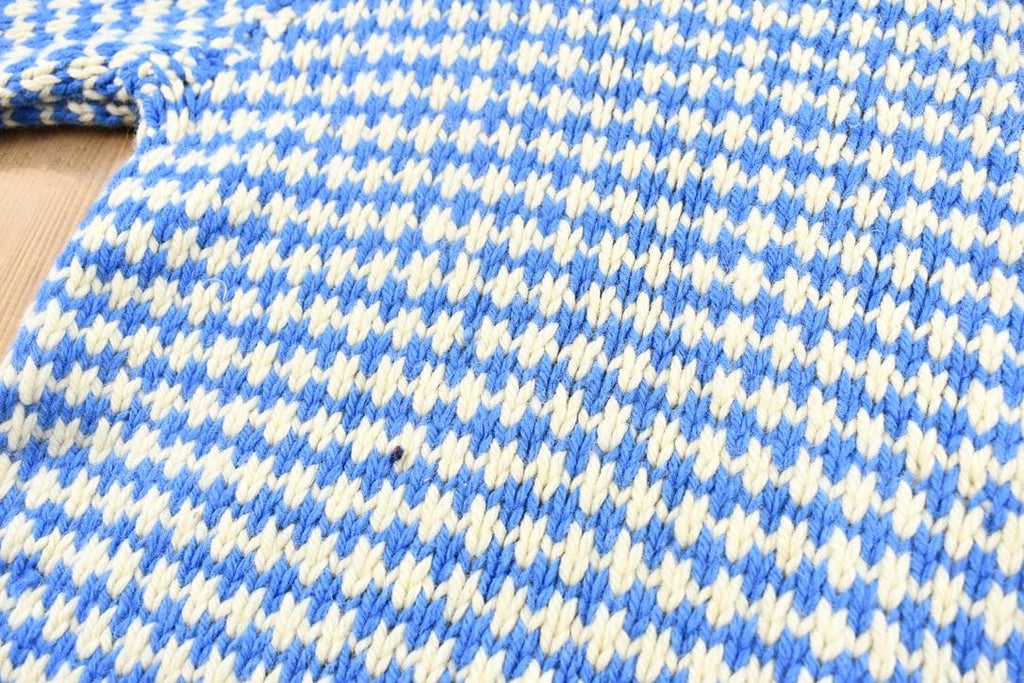 Vintage 1990s White and Blue Wool Knit Sweater