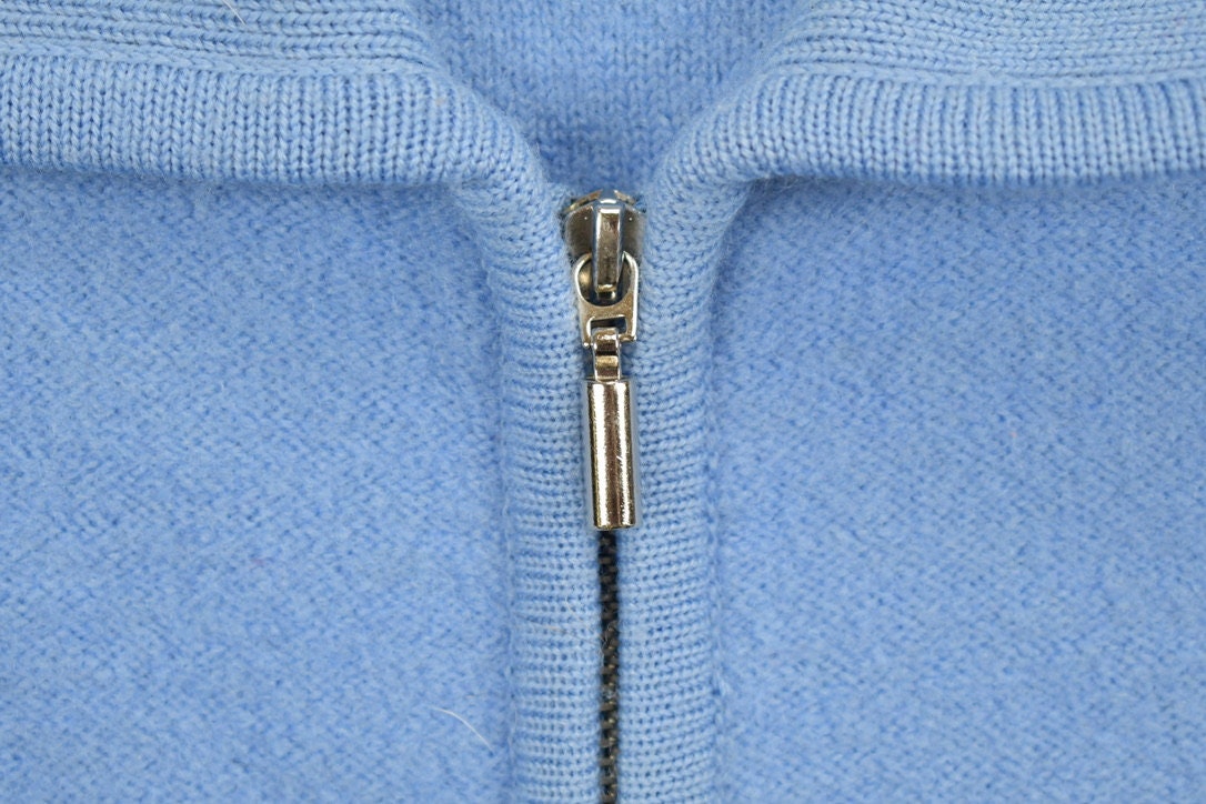Vintage 1990s Blue Women's Zip Up Knit Light Jacket
