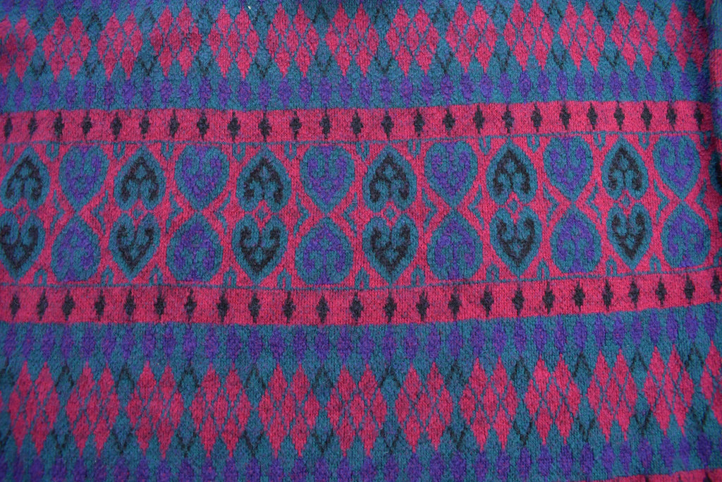 Vintage 1980s Ashly Brent Abstract Pattern Fleece Quarter Zip