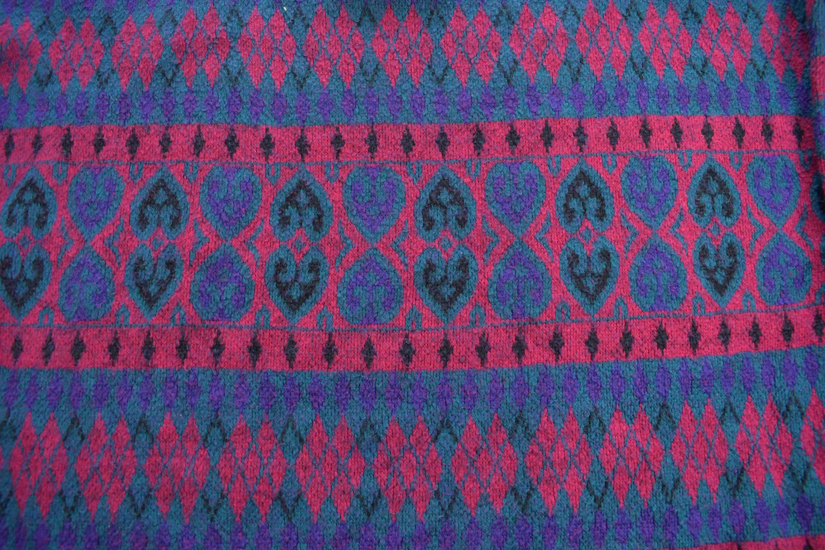 Vintage 1980s Ashly Brent Abstract Pattern Fleece Quarter Zip