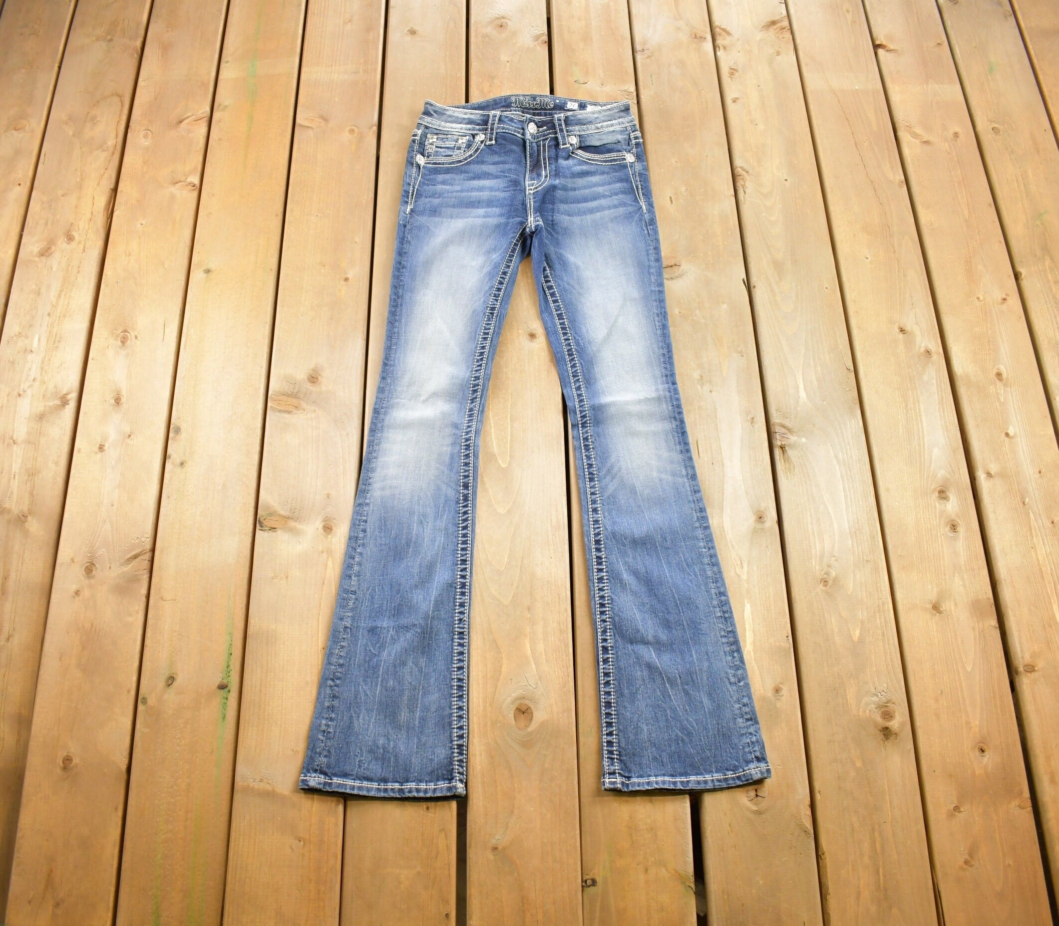 Vintage Y2K Miss Me Bedazzled Low Rise Jeans Size 26x33