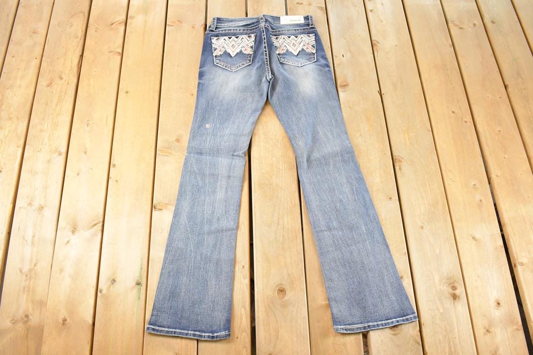 Vintage Deadstock Y2K Grace In LA Bedazzled Bootcut Low Rise Jeans Women's Size 27 x 32
