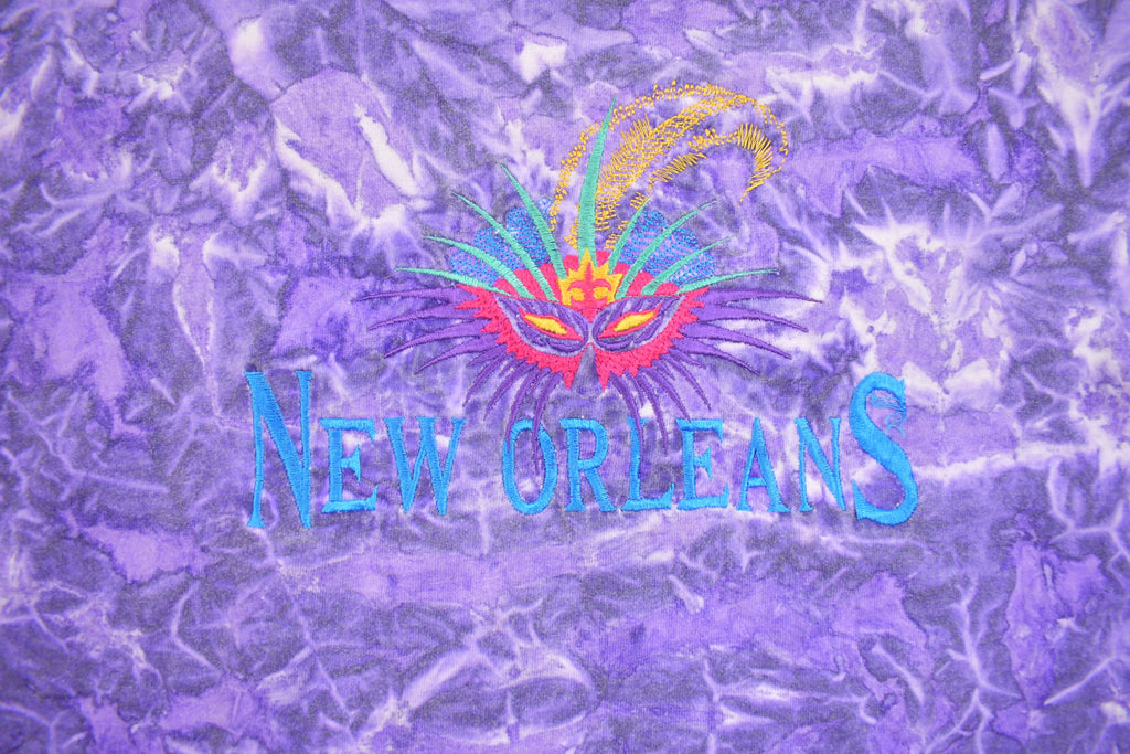 Vintage 1990s New Orleans Embroidered Tie Dye Souvenir T Shirt