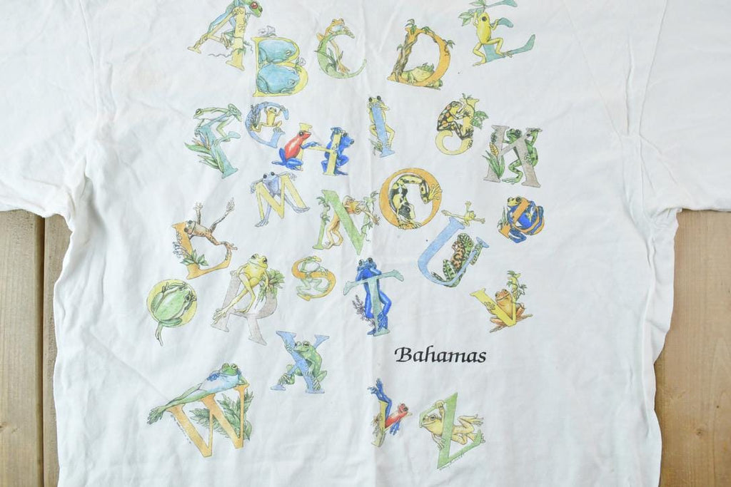 Vintage 1990s Bahamas Alphabet Frogs Souvenir T-Shirt / Vintage Streetwear / Vacation Tee / Travel T Shirt