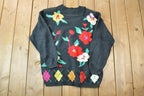 Vintage 1990s Images By Duet Floral Knit Crewneck Sweater