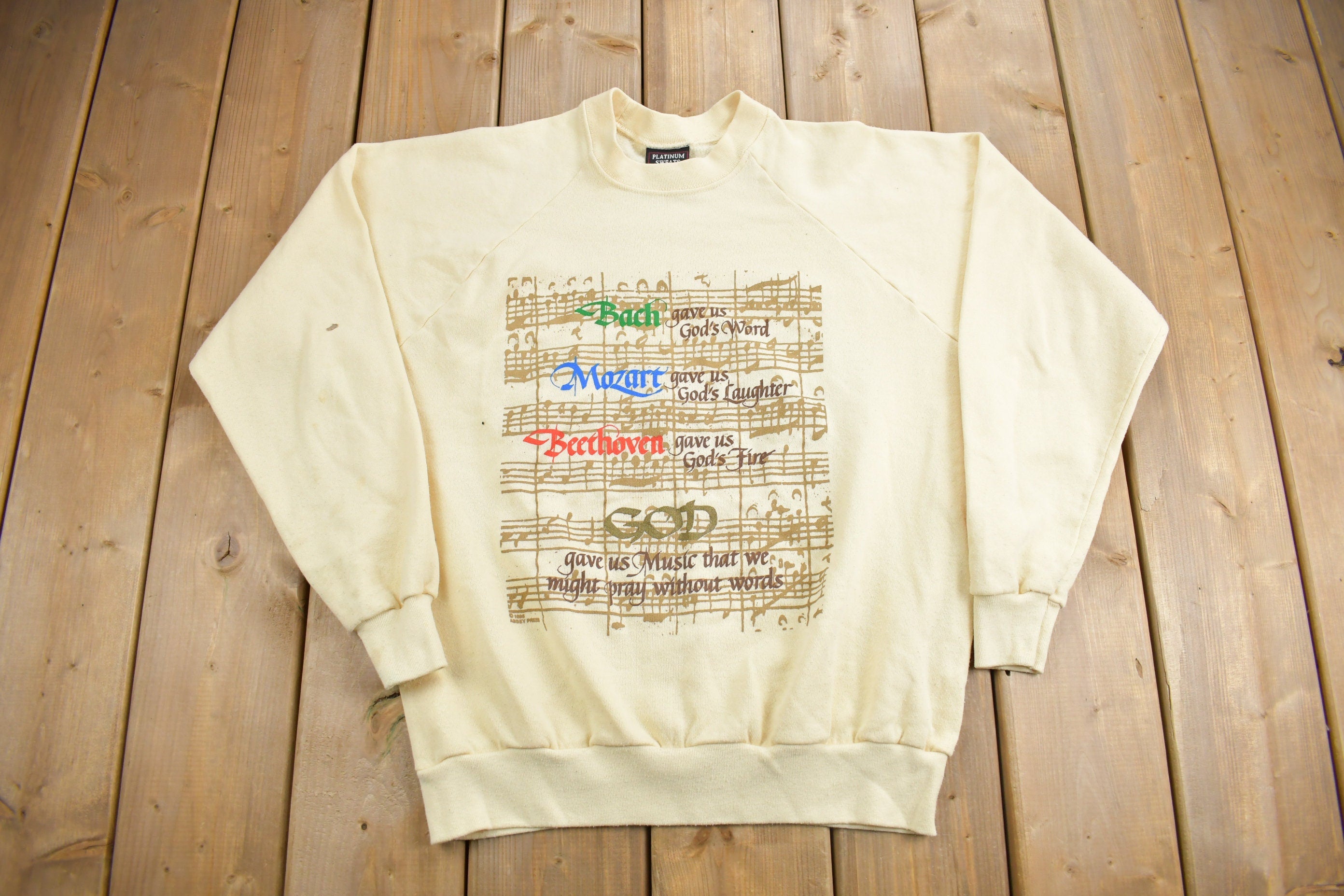 Vintage 1995 Bach Mozart Beethoven God Crewneck Sweatshirt