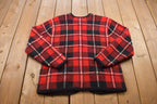 Vintage 1980s Crystal Kobe Plaid Knitted Button Cardigan Sweater