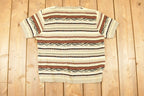 Vintage 1990s Rican Collection Abstract Striped Knit Crewneck Sweater Womens L