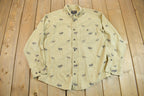 Vintage 1990s Woolrich Moose All Over Pattern Button Up Shirt