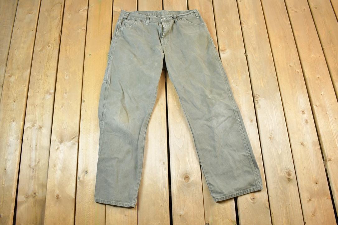 Vintage 1990s Dickies Olive Denim Work Jeans Size 36 x 32