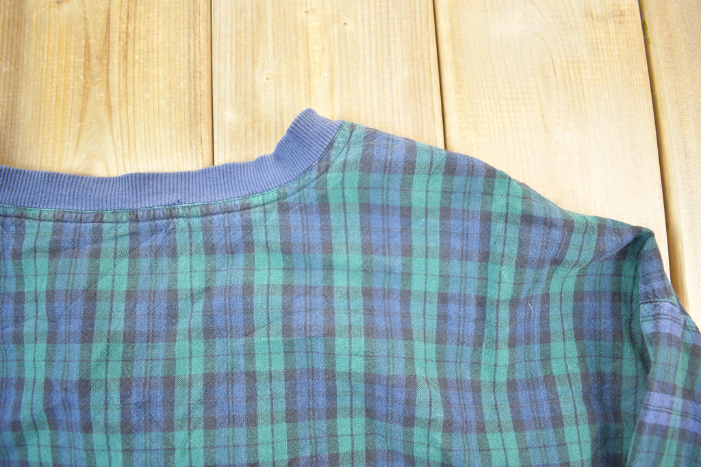 Vintage 1990s AM Player Plaid Crewneck Sweatshirt