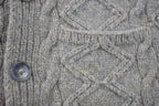 Vintage 1980s 3D Grey Cable Knit Cardigan Sweater