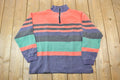Vintage 1990s Gap Quarter Zip Mock Neck Striped Sweatshirt