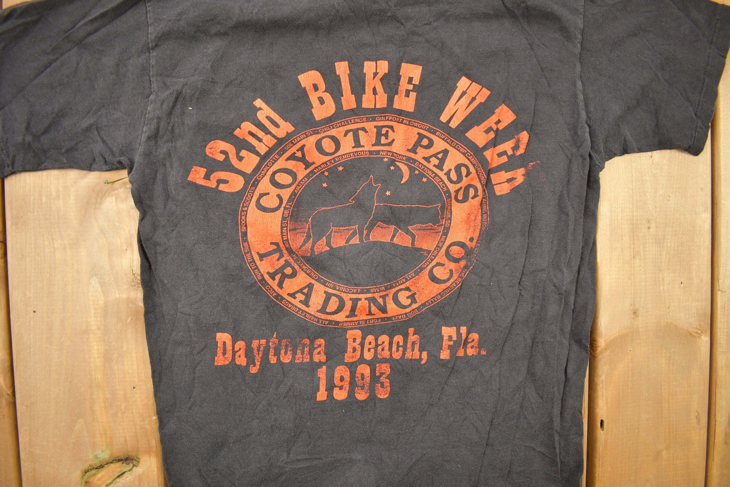 Vintage 1993 Daytona Bike Week Coyote Pass Trading T-Shirt