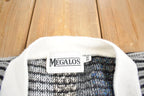 Vintage 1990s Megalos Abstract Pattern Knit Cardigan Sweater
