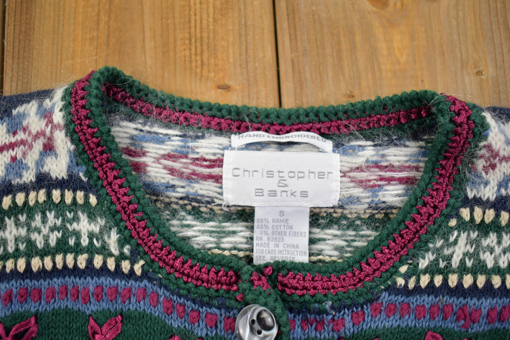 Vintage 1990s Christopher & Banks Pattern Knit Cardigan Sweater
