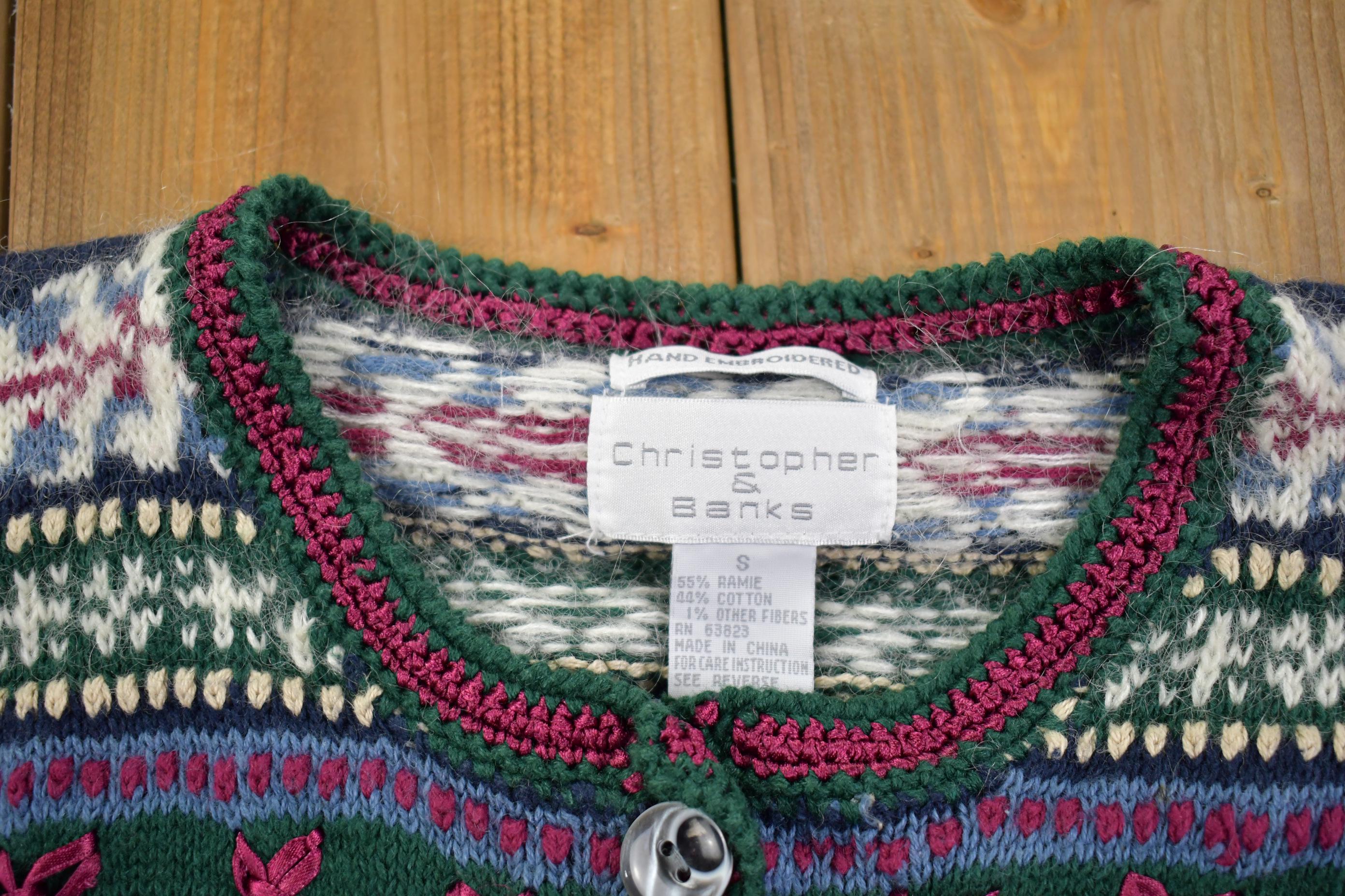 Vintage 1990s Christopher & Banks Pattern Knit Cardigan Sweater